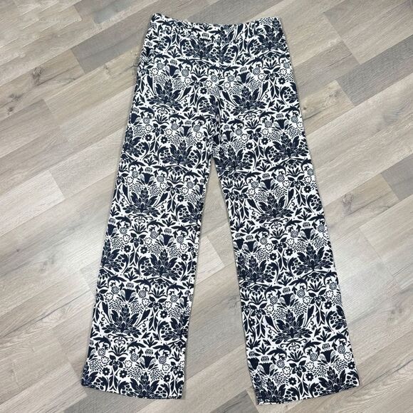 Ann Taylor Loft Floral Linen Palazzo Wide Leg Pants Blue White 0 - Picture 1 of 13